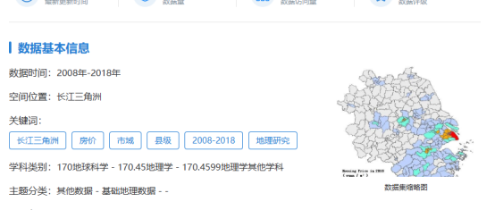 国家对地观测科学数据中心发布长江三角洲地区房价变化数据集（2008-2018）