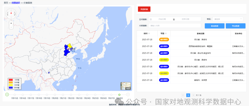 国家对地观测科学数据中心灾害工作组持续助力2025年夏季洪涝灾害应急应急监测