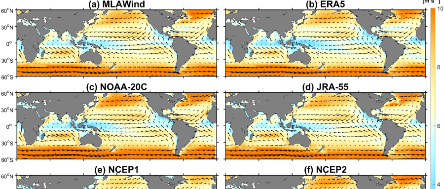 国家地球系统科学数据中心发布基于机器学习重构的全球海表风场数据集（1950-2024年）